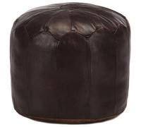 vidaXL Pouf 40 x 35 cm Cuir véritable de chèvre Marron foncé