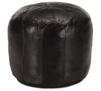 vidaXL Pouf 40 x 35 cm Cuir véritable de chèvre Noir