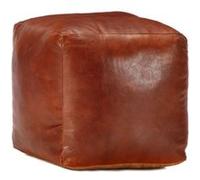 vidaXL Pouf 40 x 40 x 40 cm Cuir véritable de chèvre Brun roux