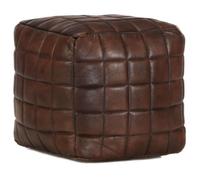 vidaXL Pouf 40 x 40 x 40 cm Marron foncé Cuir véritable de chèvre