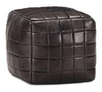 Pouf 40 x 40 x 40 cm Noir Cuir véritable de chèvre