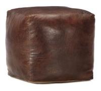 vidaXL Pouf 40 x 40 x 40 cm Cuir véritable de chèvre Marron foncé