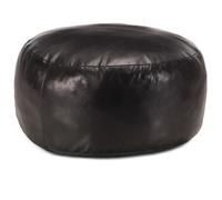 Pouf 60x30 cm Noir Cuir Véritable de Chèvre Tabouret Repose-Pied Salon vidaXL