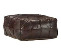 vidaXL Pouf 60 x 60 x 30 cm Marron foncé Cuir véritable de chèvre