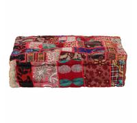 Vidaxl Pouf Carré En Coton Fait À La Main 50 X 50 X 12 Cm Rouge Rouge