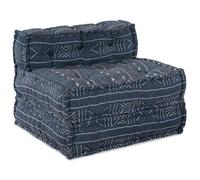 vidaXL Pouf carré modulable en tissu matelassé Canvas Indigo 70x70x54 cm