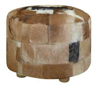 vidaXL Pouf rond en cuir véritable 50 x 50 x 45 cm
