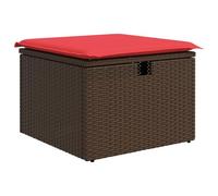 vidaXL Pouf de Jardin avec Coussin Marron 55x55x37 cm en Poly rotin