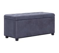 vidaXL Pouf de rangement 87,5 cm Gris Similicuir daim