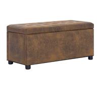 vidaXL Pouf de rangement 87,5 cm Marron Similicuir daim