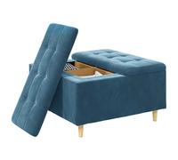vidaXL Pouf de Rangement avec Coussin Bleu 80 x 80 x 45 cm Velours, Ottoman Moderne, Robuste, avec Un Dessus capitonné, Assise Multifonction, Rangement, déco Minimaliste