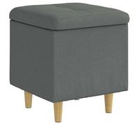 vidaXL Pouf de rangement avec coussin Gris foncé 40 x 40 x 45 cm tissu