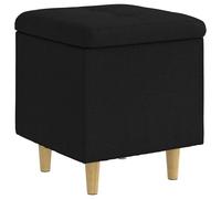 vidaXL Pouf de rangement avec coussin Noir 40 x 40 x 45 cm tissu