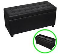 vidaXL Pouf de rangement Cuir synthétique Noir noir G