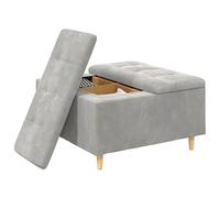vidaXL Pouf de Rangement Gris Clair 80 x 80 x 45 cm Velours, Ottoman de Rangement Moderne et Durable, Assise Fonctionnelle, mobilier Multipurpose, déco Minimaliste, Accent de Salon ou Chambre