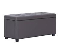 vidaXL Pouf de Rangement Tabouret Repose-Pied Coffre de Rangement Banc d'Entrée Boite de Rangement Maison Intérieur 87,5 cm Gris Similicuir