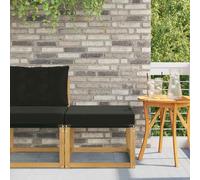 vidaXL Pouf d'Extérieur Bois d'acacia massif et tissu Textilène Blanc