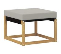 vidaXL Pouf d'Extérieur Bois d'acacia massif et tissu Textilène Blanc, Mobilier de balcon en bois d'acacia, ensemble lounge extérieur moderne, élégant et résistant au temps, parfait pour le jardin