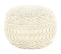 vidaXL Pouf Fait à la Main en Macramé Repose-Pied de Salon Tabouret de Salle de Séjour Pouf de Chambre Maison Intérieur 45x30 cm Coton