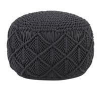 Vidaxl Pouf Fait À La Main En Macramé Anthracite 45x30 Cm Coton Gris