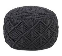 vidaXL Pouf fait à la Main en Macramé Repose-Pied de Salon Tabouret de Salle de Séjour Pouf de Chambre Intérieur Maison Anthracite 45x30 cm Coton Anthracite G
