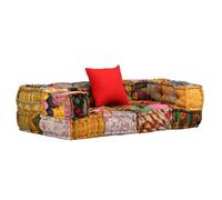 vidaXL Pouf modulaire à 2 places Patchwork tissu Multicolore