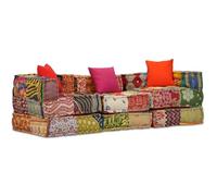 vidaXL Pouf Modulaire à 3 Places Canapé de Salle de Séjour Sofa de Salon Meuble de Salle de Séjour Maison Intérieur Patchwork Tissu