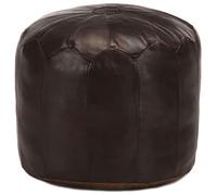 vidaXL Pouf Repose-Pied Tabouret Appui Pied Portable Maison Bureau Salon Chambre à Coucher Intérieur 40x35 cm Marron Foncé Cuir Véritable de Chèvre