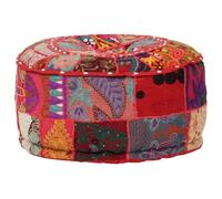 vidaXL Pouf rond en coton fait à la main 40 x 20 cm Rouge
