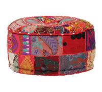 vidaXL Pouf rond en coton fait à la main 40 x 20 cm Rouge