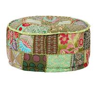 vidaXL Pouf rond en coton fait à la main 40 x 20 cm Vert