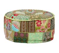 vidaXL Pouf rond en coton fait à la main 40 x 20 cm Vert