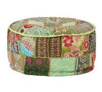 vidaXL Pouf rond en coton fait à la main 40 x 20 cm Vert