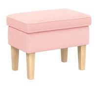 vidaXL Pouf Rose 55 x 35 x 41 cm Bouclé, Repose-Pieds, Tabouret Moderne, Compact, Assise à l’intérieur, Pieds effilés, siège en Mousse, Bois en Caoutchouc