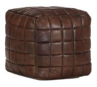 vidaXL Pouf 40 x 40 x 40 cm Cuir véritable de chèvre Marron foncé