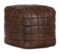 vidaXL Pouf 40 x 40 x 40 cm Cuir véritable de chèvre Marron foncé