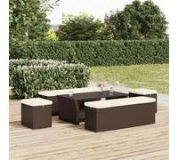 Poufs avec coussins 2 pcs marron 40x30x40 cm résine tressée vidaXL vidaXL Marron