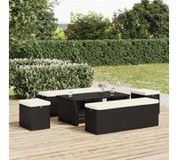 vidaXL Poufs 2 pièces avec coussins Résine tressée Noir 40x30x40 cm 319394