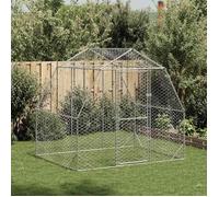 vidaXL Poulailler de promenade 2,5×2×2,25 m – Acier galvanisé, enclos accessible
