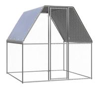 vidaXL Poulailler Cage à poulet 2x2x2 m acier galvanisé, porte verrouillable, argenté et gris
