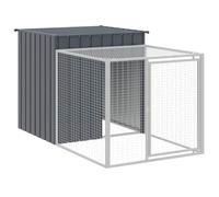 Poulailler avec cour anthracite 110x201x110 cm acier galvanisé, poulailler, enclos à poules, poulailler avec enclos, cabane à poules