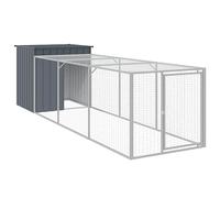 vidaXL Poulailler avec Cour Anthracite 110x405x110 cm Acier galvanisé