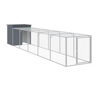 Vidaxl Poulailler Avec Cour Anthracite 110x609x110 Cm Acier Galvanisé Gris