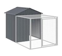 Poulailler avec cour anthracite 117x201x123 cm acier galvanisé