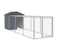 vidaXL Poulailler avec Cour Anthracite 117x405x123 cm Acier galvanisé, poulailler, enclos à Poules, poulailler avec enclos, cabane à Poules
