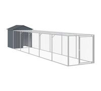 Vidaxl Poulailler Avec Cour Anthracite 117x609x123 Cm Acier Galvanisé Gris