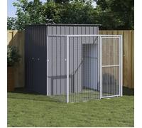 Poulailler avec cour anthracite 165x251x181 cm acier galvanisé, poulailler, enclos à poules, poulailler avec enclos, cabane à poules