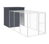 vidaXL Poulailler avec cour 165 x 455 x 181 cm acier galvanisé Anthracite