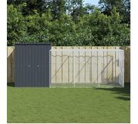 vidaXL Poulailler avec cour 165 x 455 x 181 cm acier galvanisé Anthracite