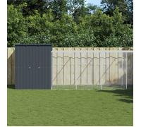 vidaXL Poulailler avec cour anthracite 165x659x181 cm acier galvanisé, poulailler, enclos à poules, poulailler avec enclos, cabane à poules anthracite G